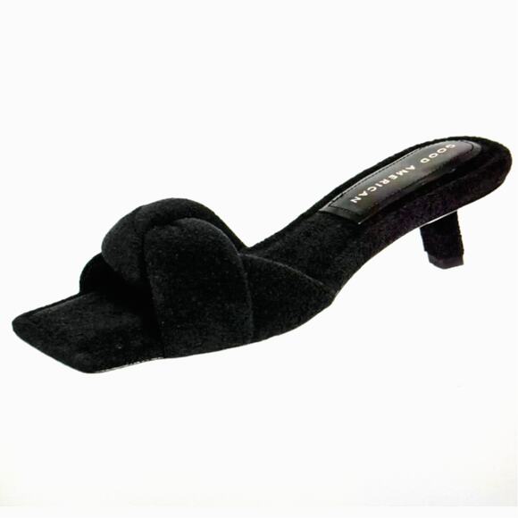 Good American Women's Terry Kickstand Low Heel Slide Sandals - Black - size 7 - Picture 8 of 12